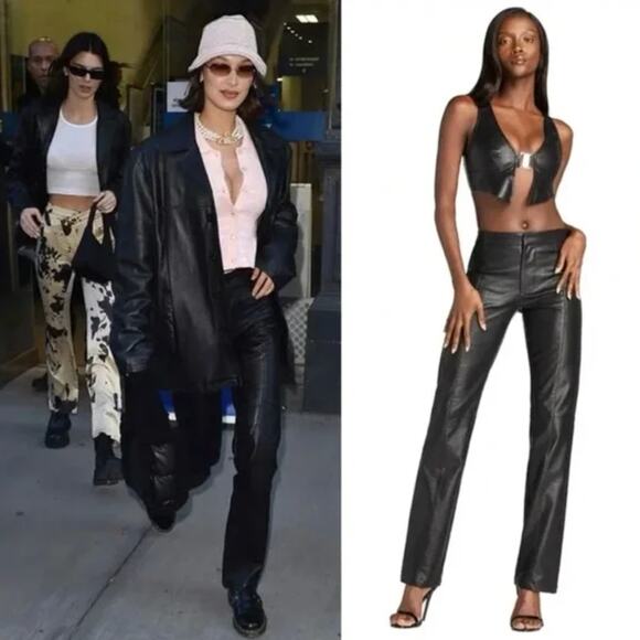 I AM GIA black Front Seam Faux Leather Trousers - Picture 7 of 7